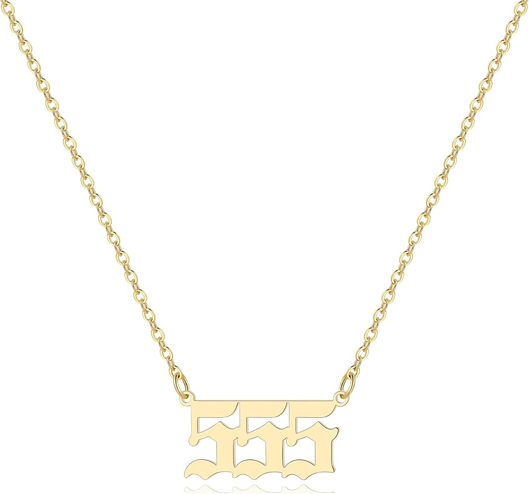 Angel Number Necklace For Women, 18K Gold Plated 000 111 222 333 444 555 666 777 888 999 Necklace... | Amazon (US)
