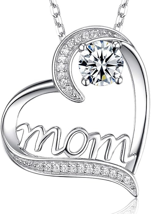Dorella Mom Necklace for Mom 925 Sterling Silver Love Heart Pendant with Birthstones Jewelry Moth... | Amazon (US)