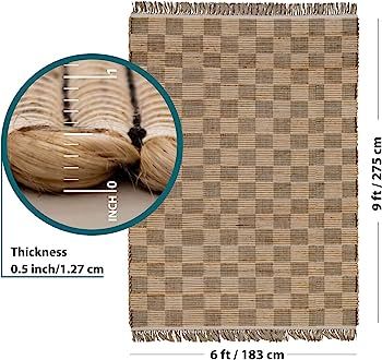 Eco Crave Jute Rug 6x9 Ft, Hand Woven Rug, Tightly Woven Jute Area Rug for Living Room, Bedroom, ... | Amazon (US)