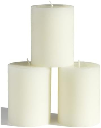 CANDWAX 3x4 inch Pillar Candles Set of 3 – Unscented Dripless Rustic Ivory Candles for Home Dec... | Amazon (US)
