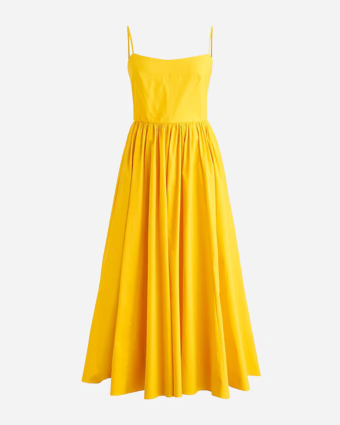A-line stretch cotton poplin midi dress | J. Crew US