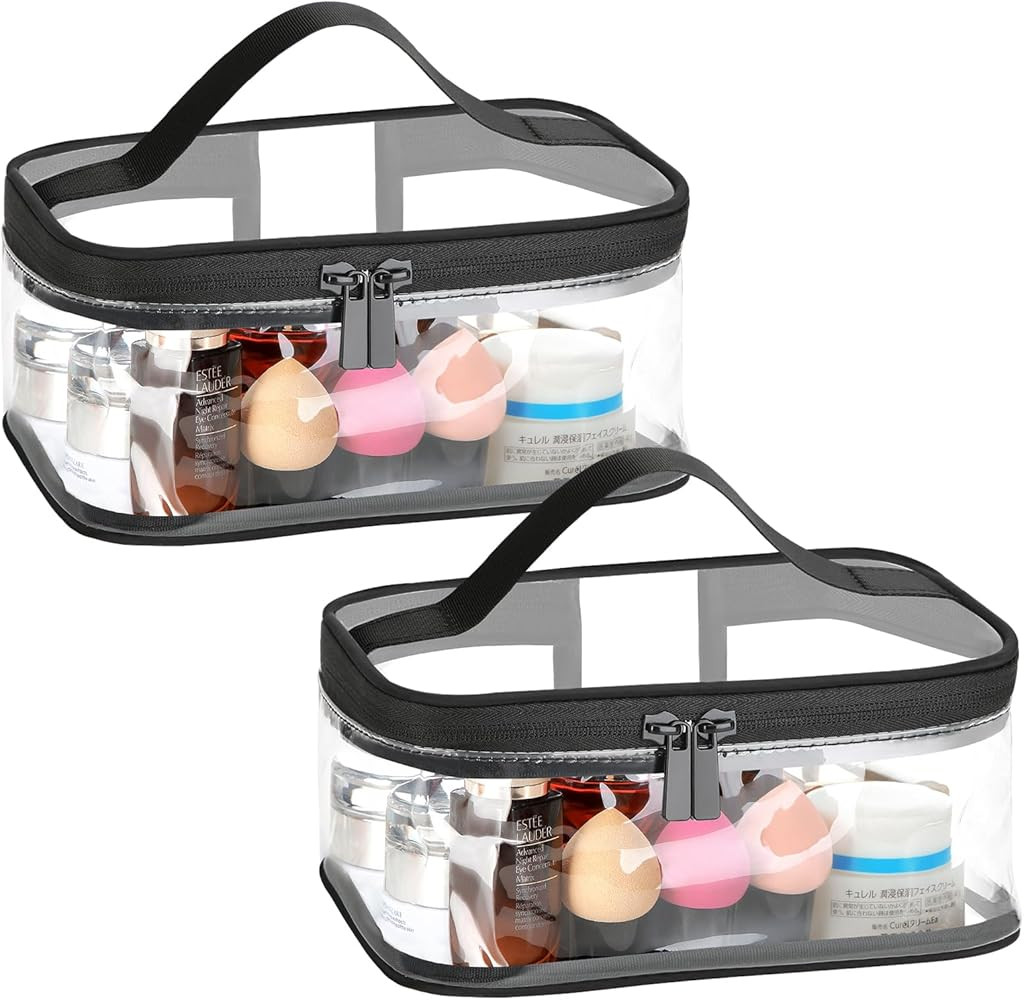 HAOGUAGUA 2 Pieces Clear Makeup Bags Cosmetic Toiletry Bags for Traveling, Waterproof Travel Tran... | Amazon (US)