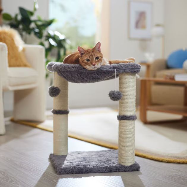 FRISCO 20-in Faux Fur Cat Tree, Gray - Chewy.com | Chewy.com