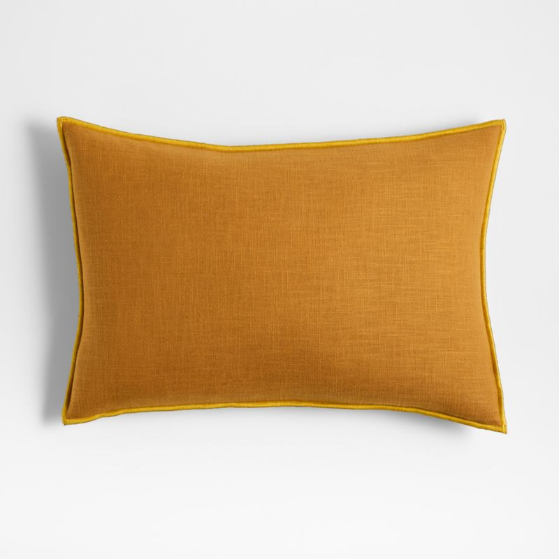 Amber 22"x15" Merrow Stitch Cotton Decorative Throw Pillow with Feather-Down Insert + Reviews | C... | Crate & Barrel