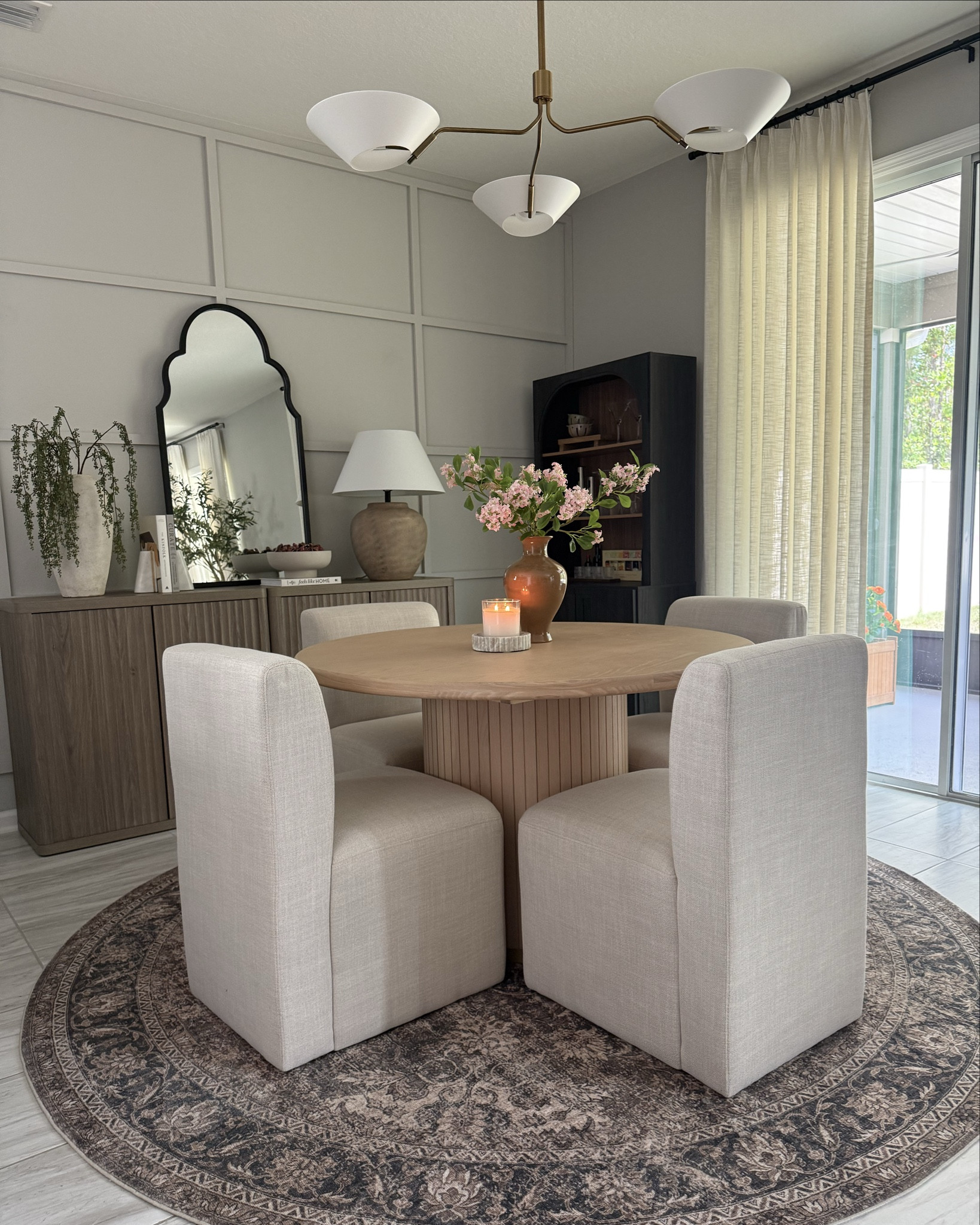 Love this new dining room set up! Linked everything below and a super similar dining room table off Amazon (same measurements as mine from tov) 

Dining room inspo, dining room table, dining room chairs, dining room sideboard, round rug 

#LTKHome