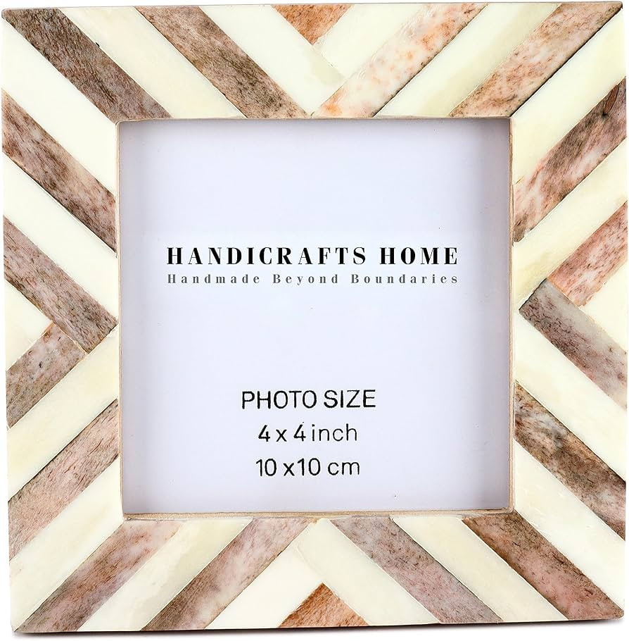 Handicrafts Home Picture Frames Chevron Herringbone Vintage Handmade Naturals Bone Classic Grey B... | Amazon (US)