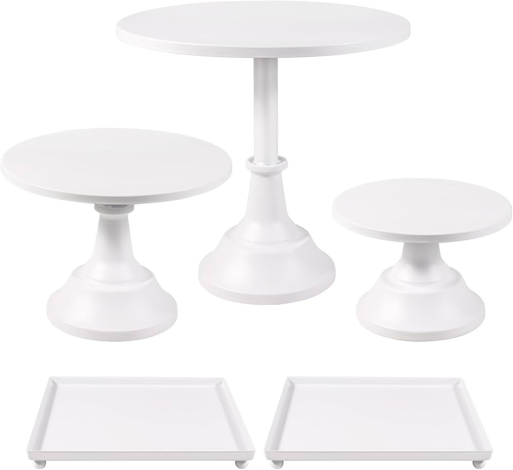 White Cake Stand, 5Pcs Metal Cake Display Stand, Dessert Table Decorations Set for Christmas Wedd... | Amazon (US)