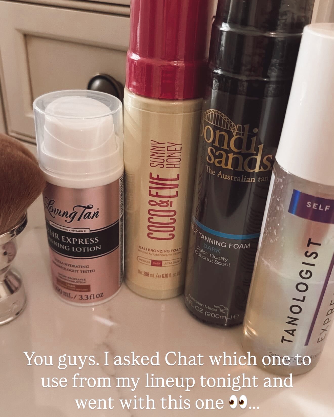 You guys… I asked Chat which one to use from my lineup tonight and went with this one! 👀☀️

It went on SO smooth, blended so easily, and doesn’t have that strong self-tan smell 🙌🏼!!! I’ll show you guys the color in the morning but first impression… I’m a fan ✨
I did dark & used a mitt + brush for feet and hands ☀️! 

Beauty. Self tanner. 

#LTKselfcare #LTKmorningroutine #LTKBeauty