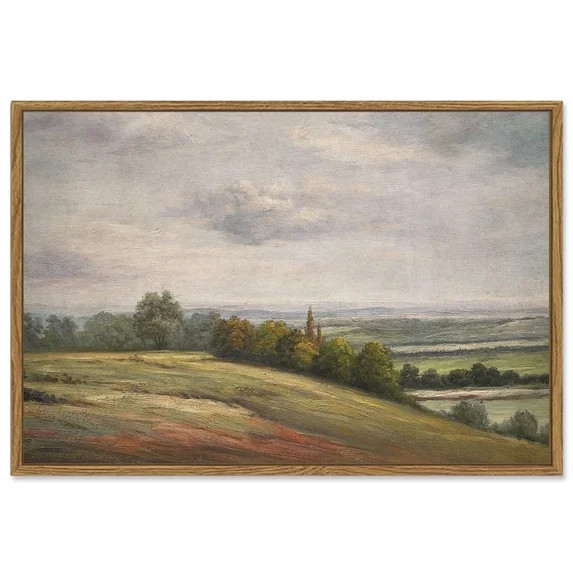 Drsoum Framed 24x36in Landscape Canvas Vintage Classical Framed Paints White Clouds Over Vast Gra... | Walmart (US)