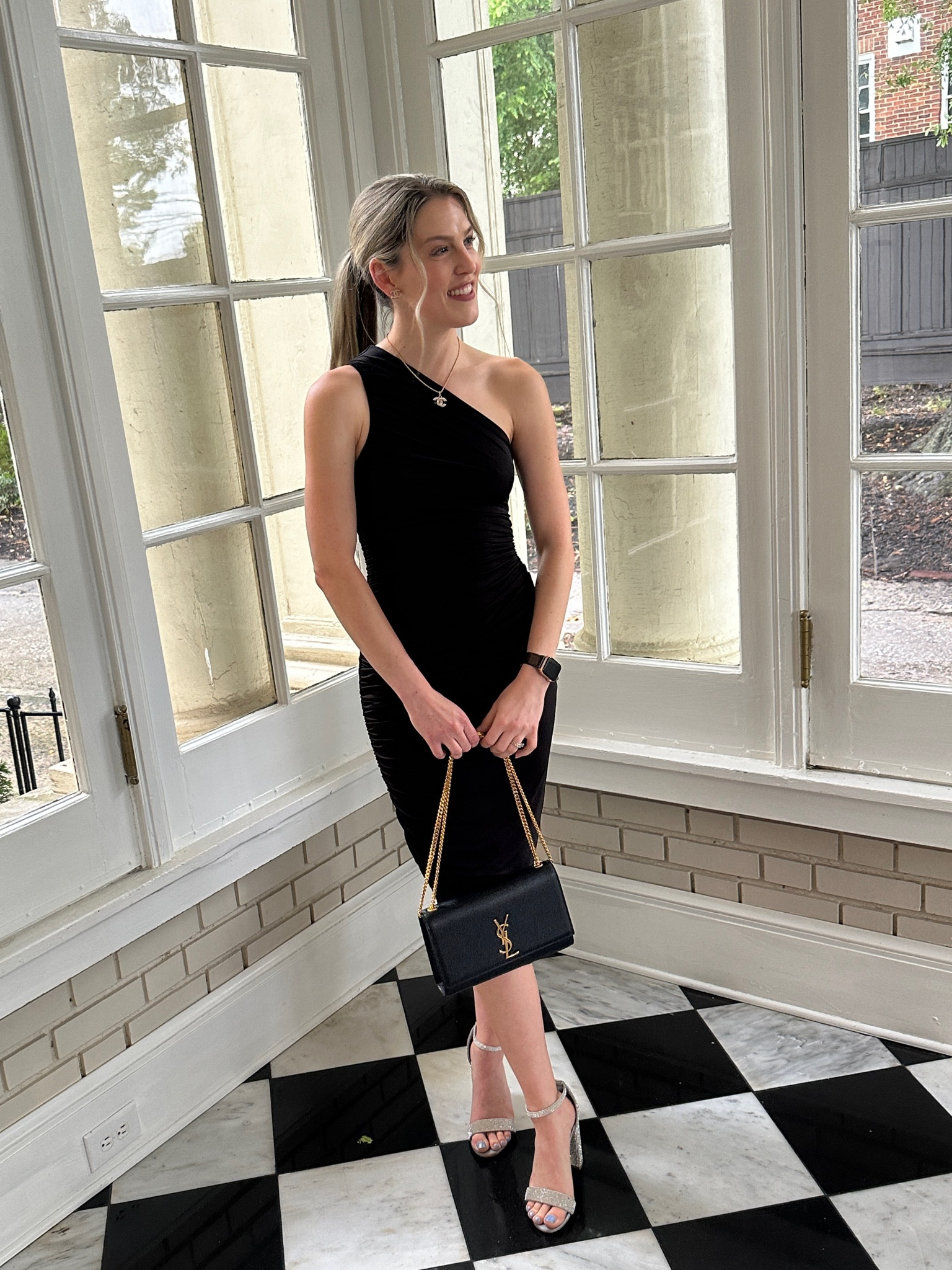 black dress tj maxx Gold Sequin Square Neck Column Gown With Faille Bow main image 0