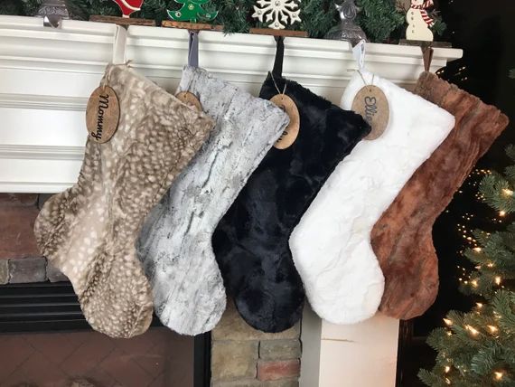Personalized Faux Fur Family Christmas Stockings  Silver or | Etsy | Etsy (US)