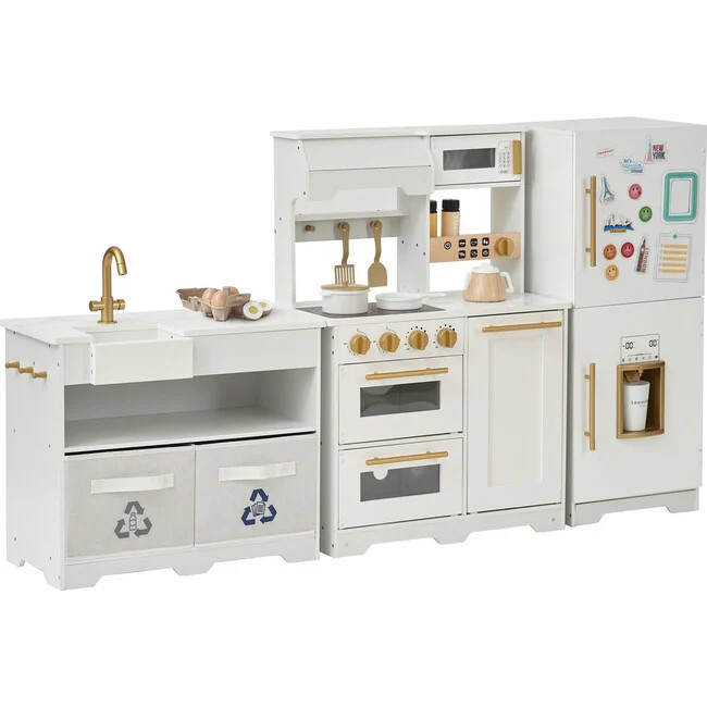 Little Chef Atlanta Large Modular Play Kitchen - White/Gold - Kids Toys | Teamson Kids from Maisonette | Maisonette