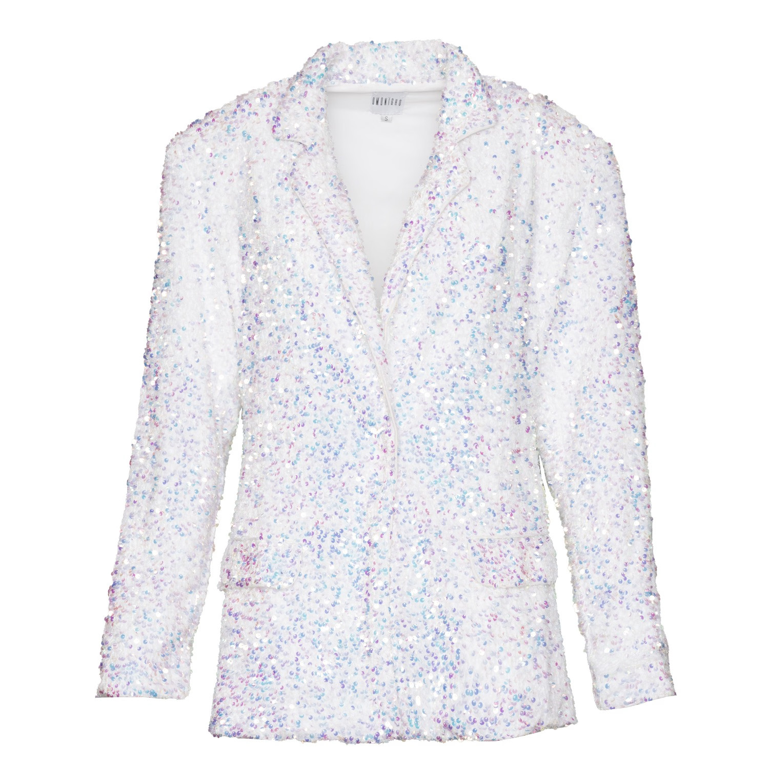 Liza Sequin Blazer In Pearl | Wolf & Badger