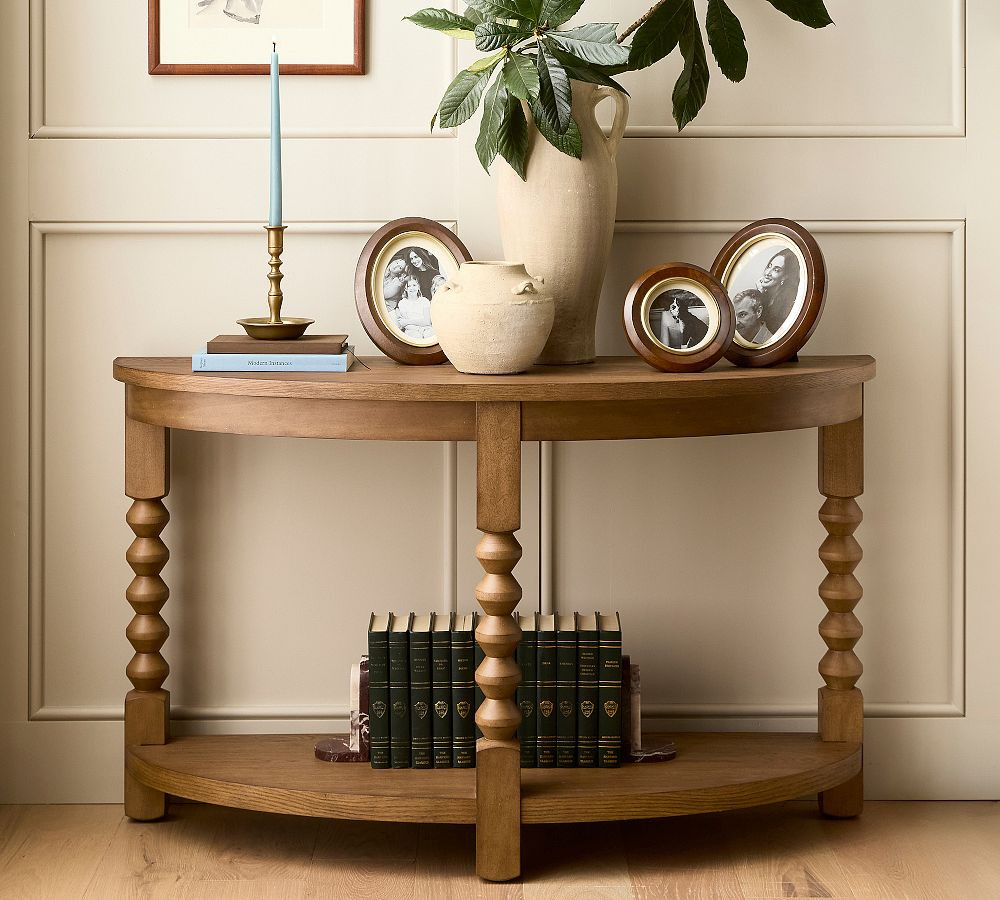 Chris Loves Julia Stacked Ball Demilune Console Table (50") | Pottery Barn (US)