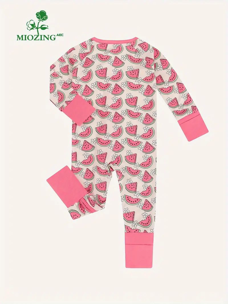 Baby Girls High-end Bamboo Fiber Watermelon Pattern Cute Comfy Long Sleeve Bodysuit | Temu Affiliate Program