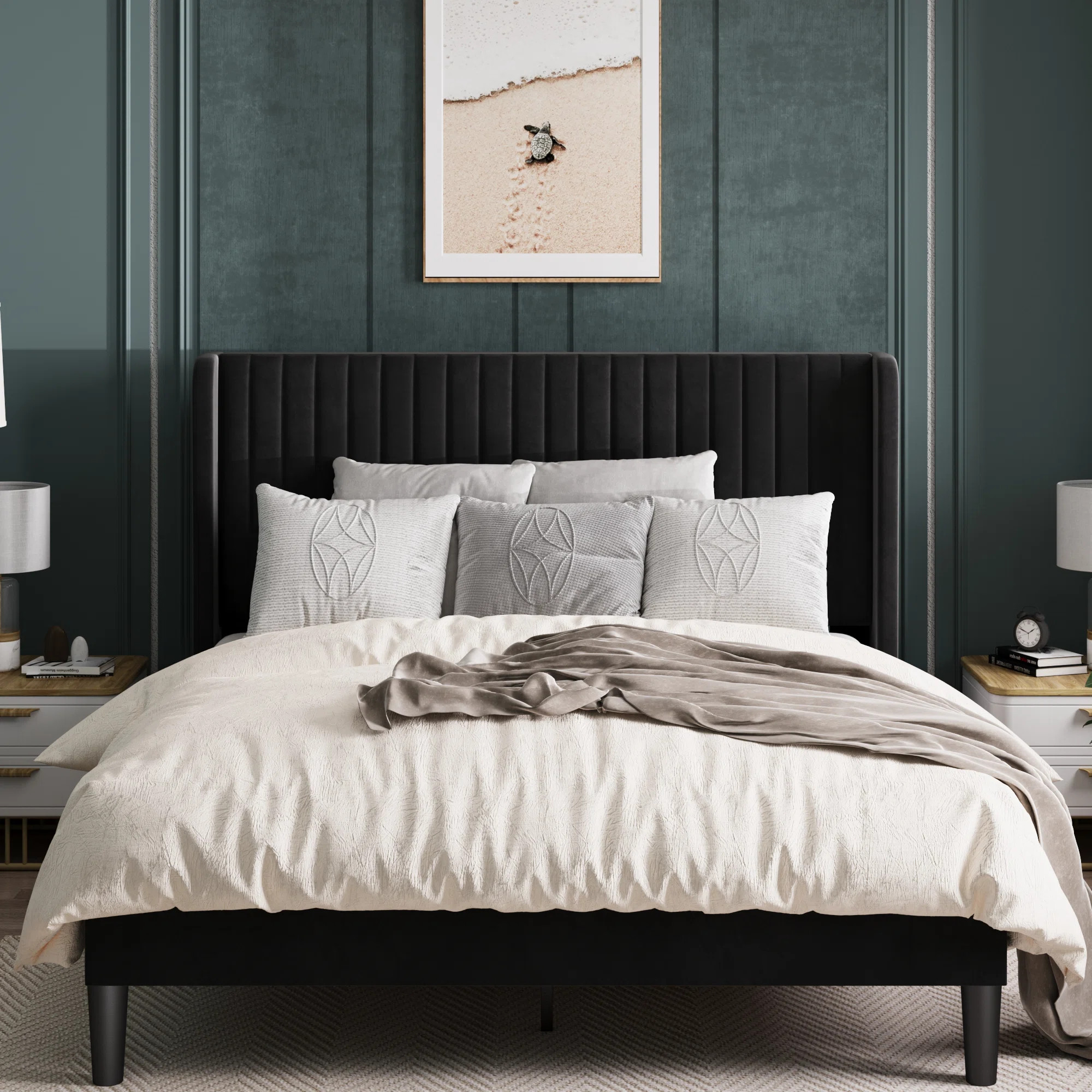 Candler Upholstered Platform Bed with Wingback | Wayfair North America