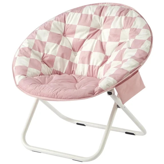 Printed Urban Shop Round Saucer Chair, Pink Check | Walmart (US)