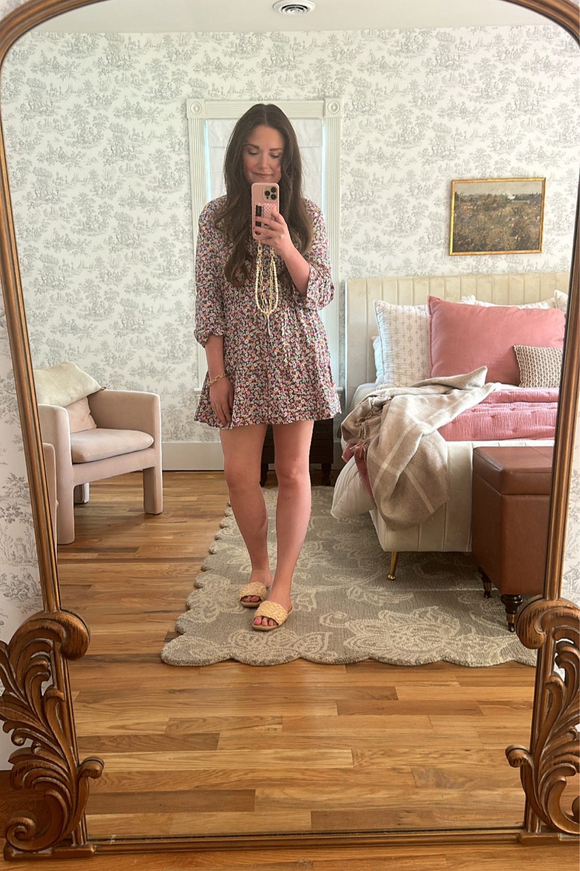 Headed to my kids school for the day in this fun and casual dress. - wearing a medium. It’s on the shorter side (I am 5’8)