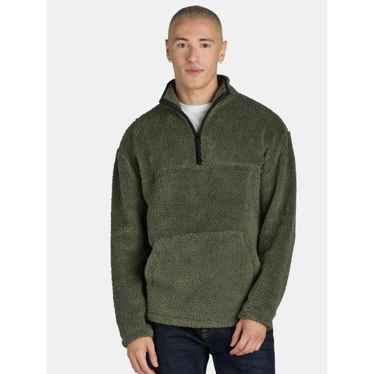 No Boundaries Men's & Big Men's Faux Shearling High Pile Fleece Quarter Zip Pullover, Sizes XS-5X... | Walmart (US)