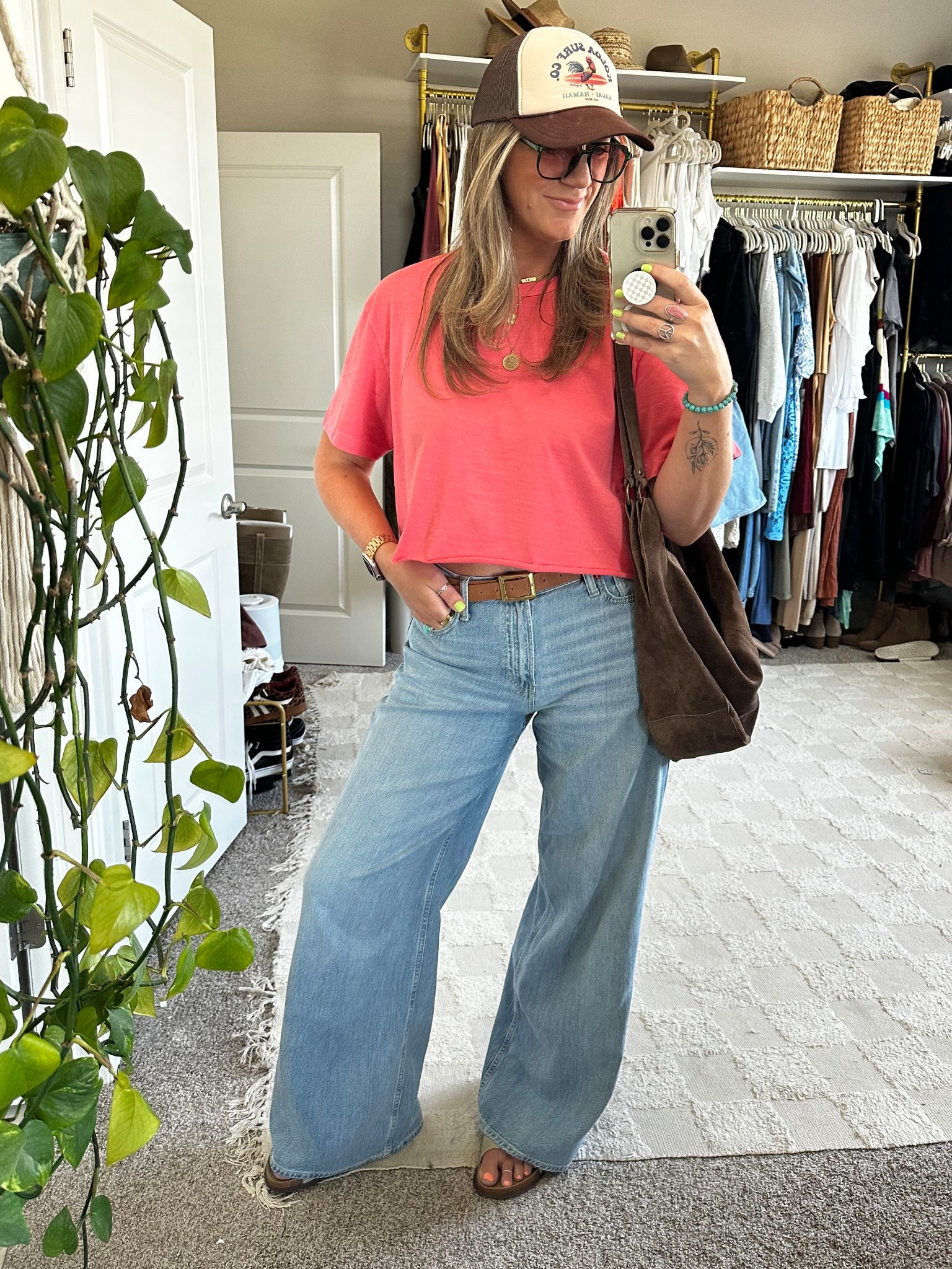 Large tee (cut to made cropped) 10/30 tall jeans, size up in sandals (12) 

#LTKMidsize #LTKOver40