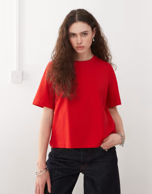 Weekday Perfect boxy fit t-shirt in red | ASOS (Global)