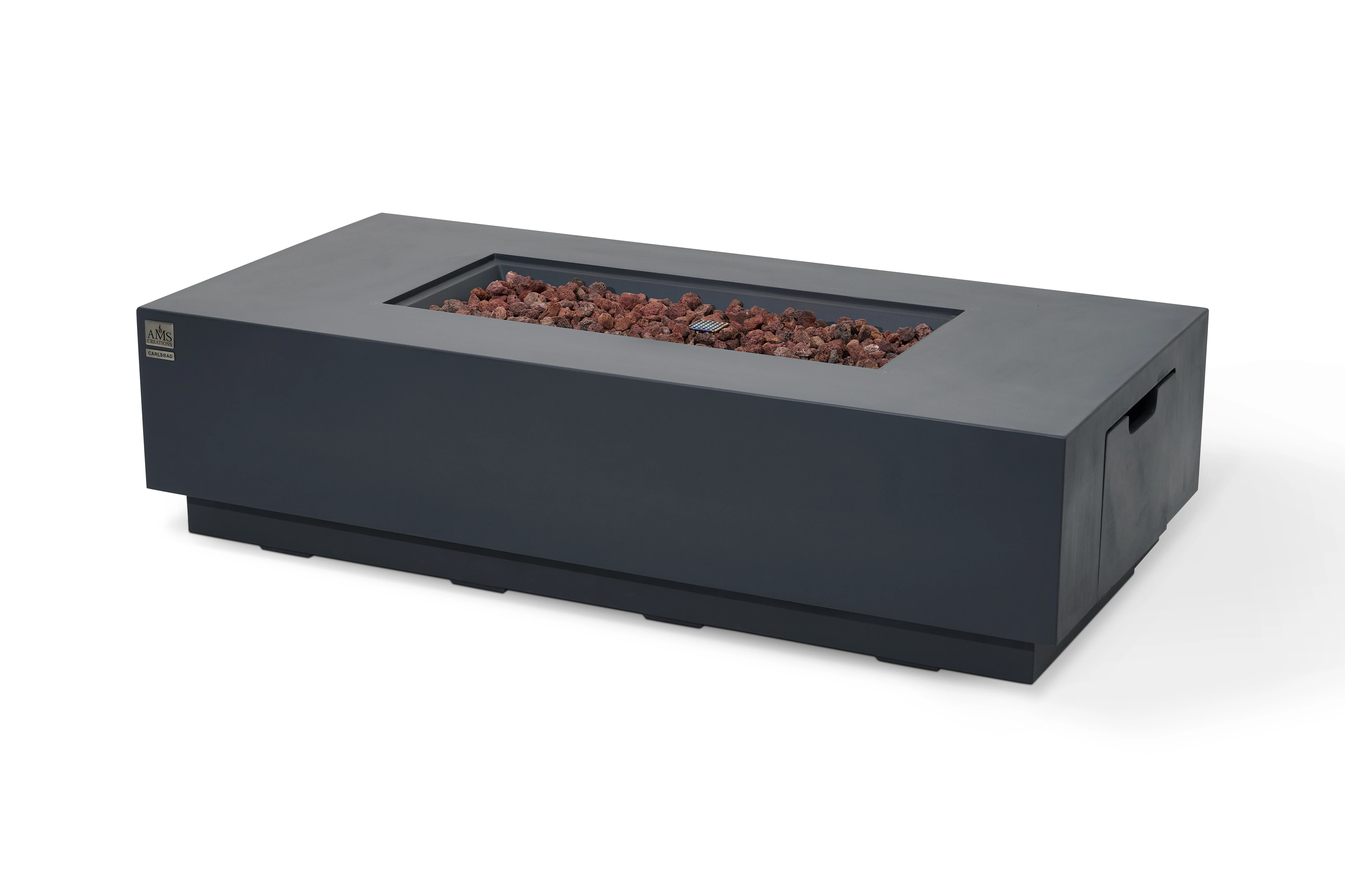 Carlsbad 66" Concrete Outdoor Fire Pit Table With Hideaway Propane Tank Holder Bundle With Wind Guard, Burner Lid, & Cover | Wayfair North America