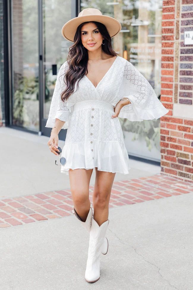 A Happier Place White Lace Romper | Pink Lily