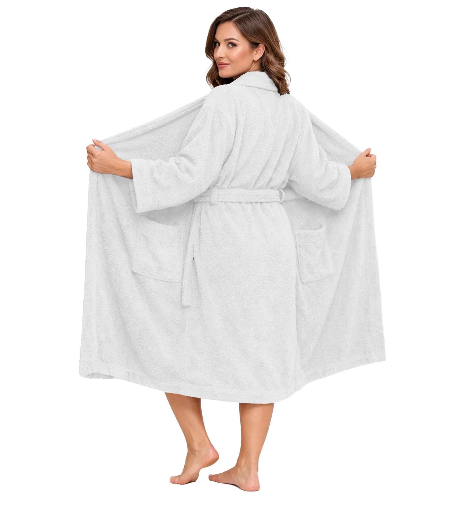 Dan River Bathrobe for Men and Women One Size Lightweight Cotton Terry Cloth Robe - White | Walmart (US)