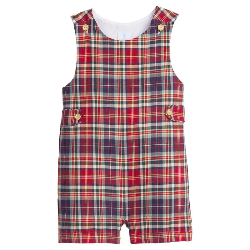 Little English Button Tab Jon Jon- Middleburg Plaid | JoJo Mommy