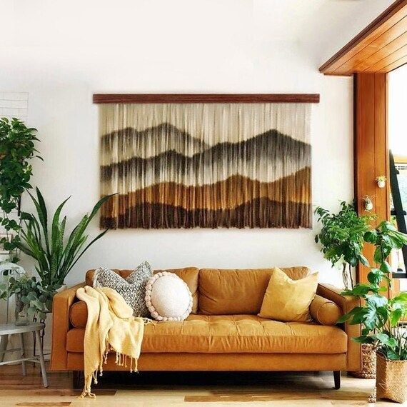 Large Macrame wall hanging decor / Modern dip dye  fiber Art Tapestry / Boho interior Decor neutr... | Etsy (US)