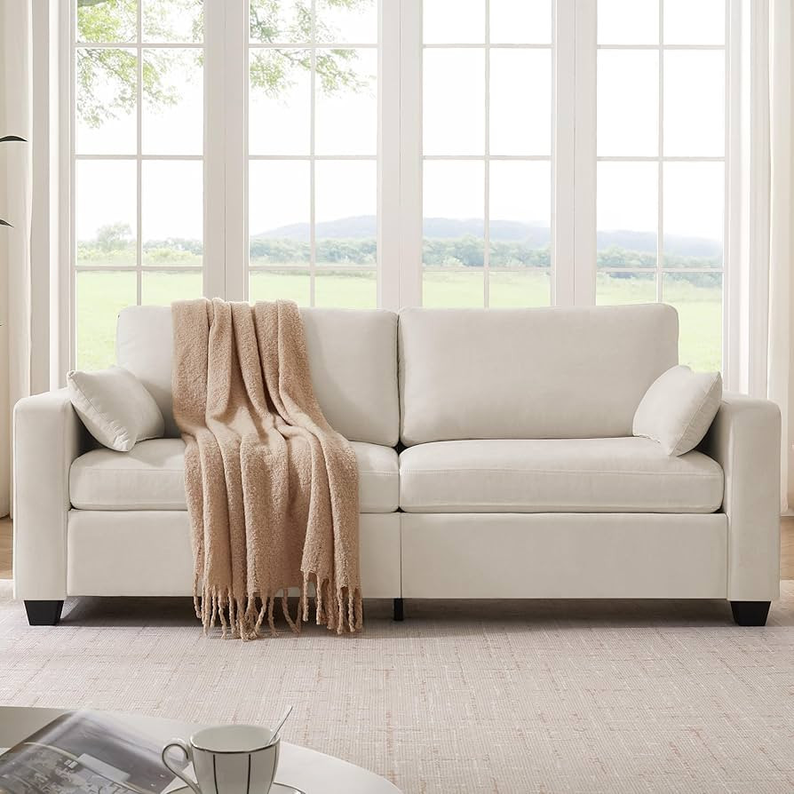 Modern Loveseat Sofa for Living Room, Spring Cushions, Removable Cover, Solid Wood Frame, Wide Ar... | Amazon (US)