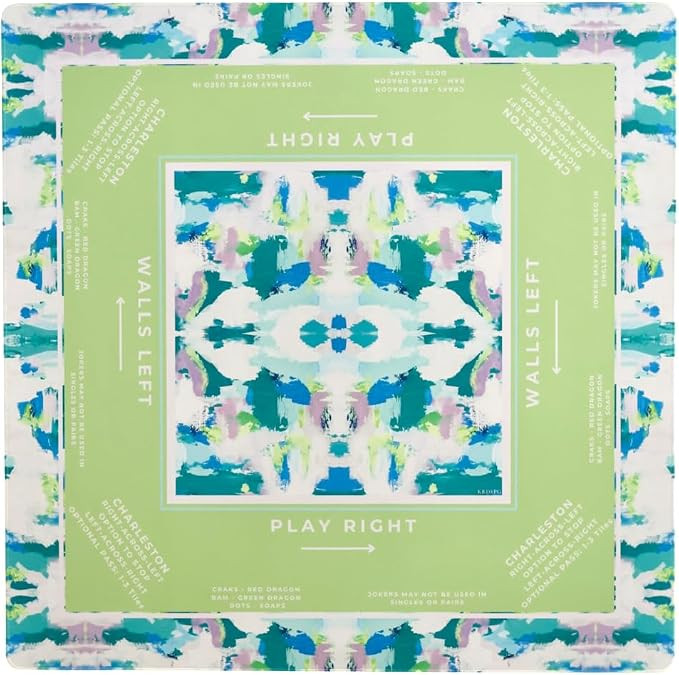 KRD x Preppy Goods Seaglass Garden Mahjong Mat - Blue & Green Grandmillennial Mahjong Playing Mat... | Amazon (US)