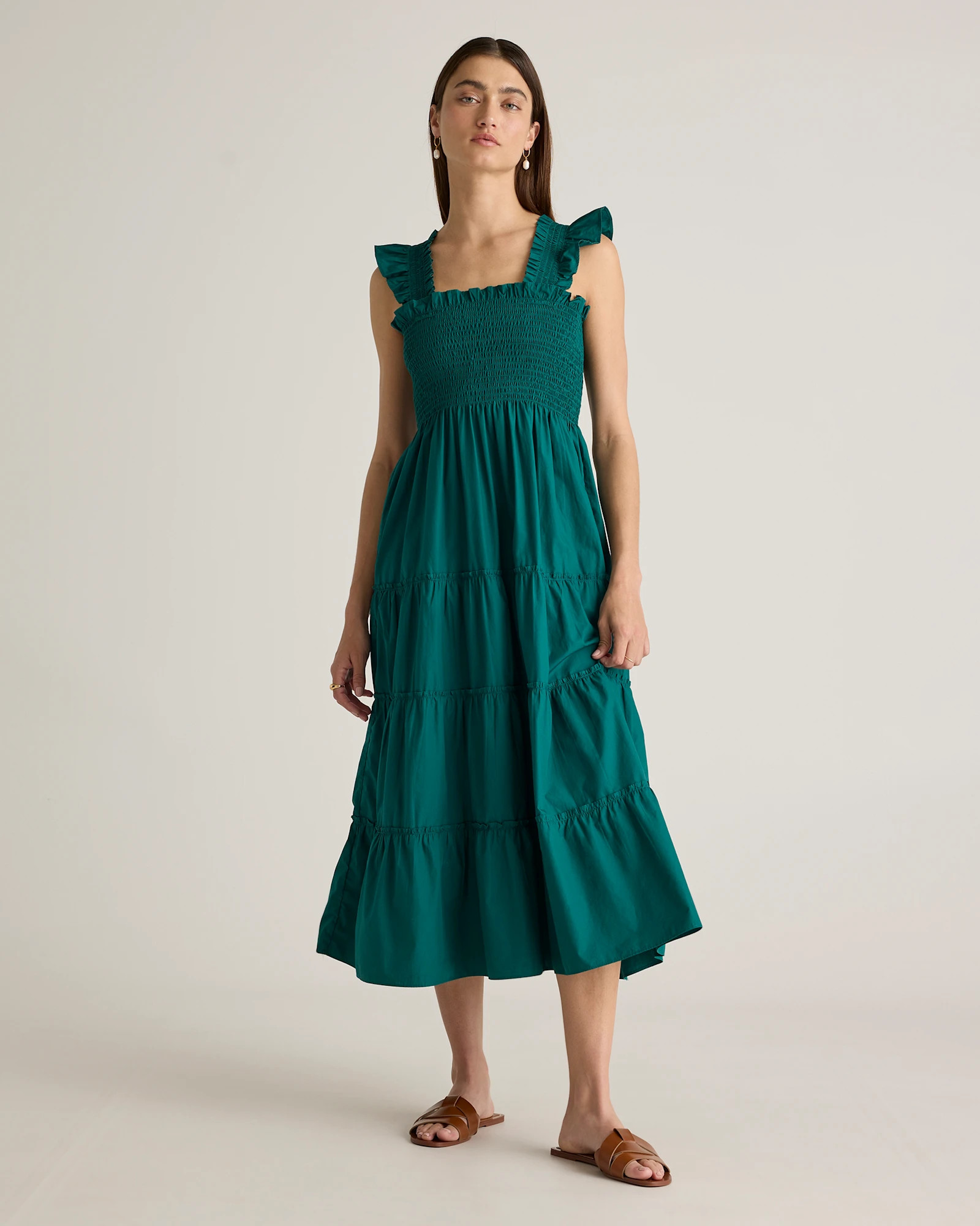 100% Organic Cotton Smocked Midi Dress | Quince