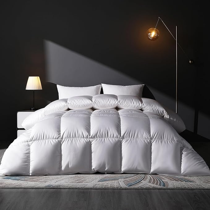 Goose Feather Down Comforter King Size Duvet Insert, All Season True Baffle-Box Noiseless Bedding... | Amazon (US)