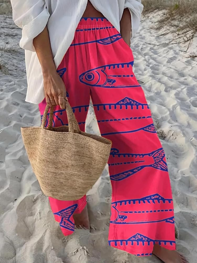 Women's Trendy Mixed Pattern Vintage Print Pants Comfortable Casual Trousers at Amazon Women’s ... | Amazon (US)