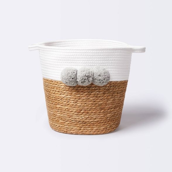 Decorative Basket - Cloud Island&#8482; Large Coiled Rush Pom White | Target