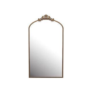 Vintage Ornate Antique Bronze 24 in W x 43 in. H Arch Metal Wall Floor Dressing Mirror, for Entryway Living Room Bedroom | The Home Depot