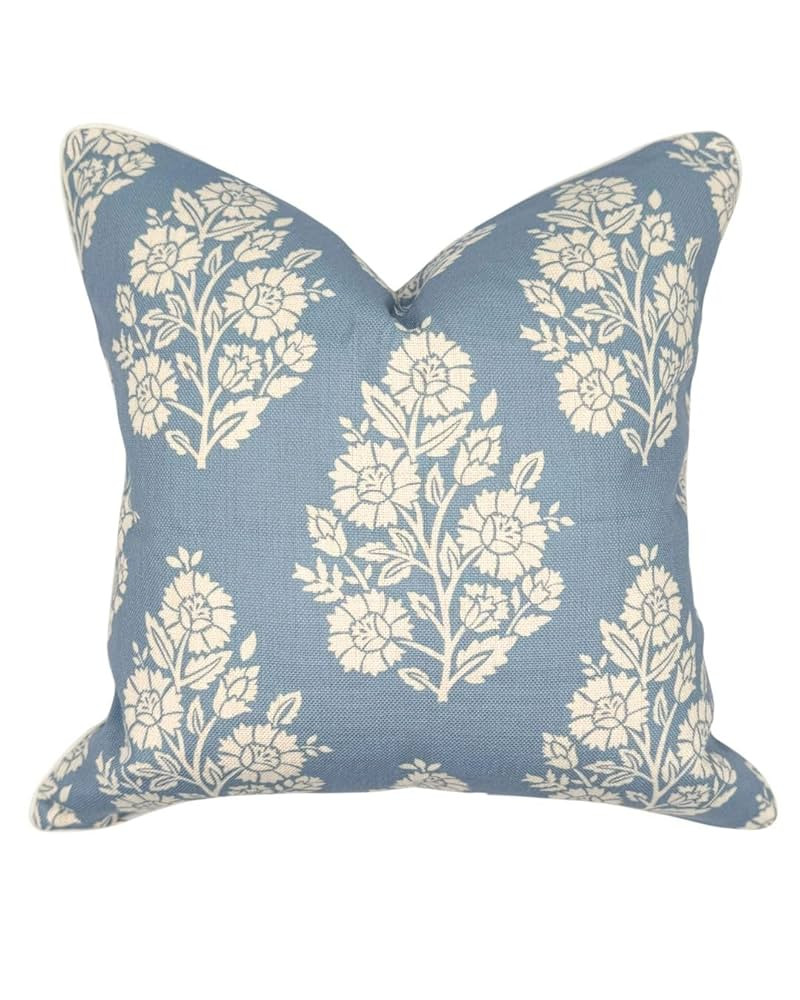 Grandmillennial Pillow Cover 20" x 20" Throw Pillow for Home Hazel Blue White Floral Pillow Cover... | Amazon (US)