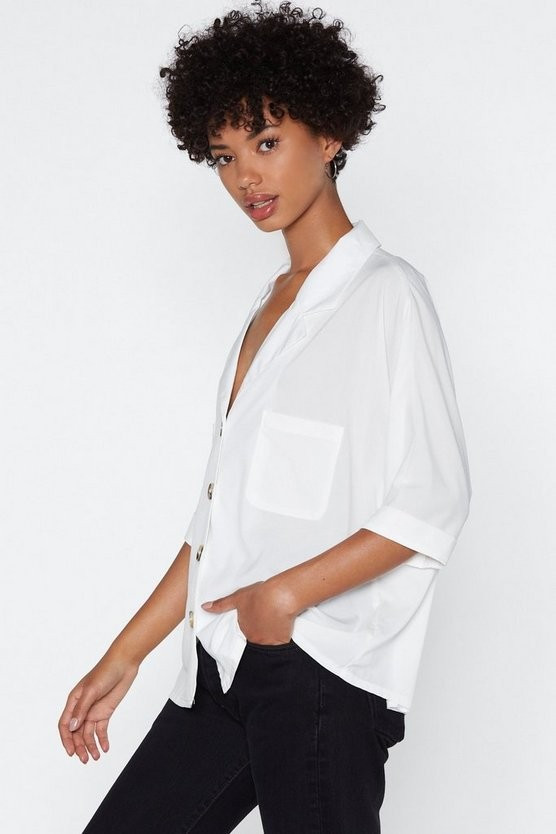 Loose Button Up V Neck Shirt | Nasty Gal (US)
