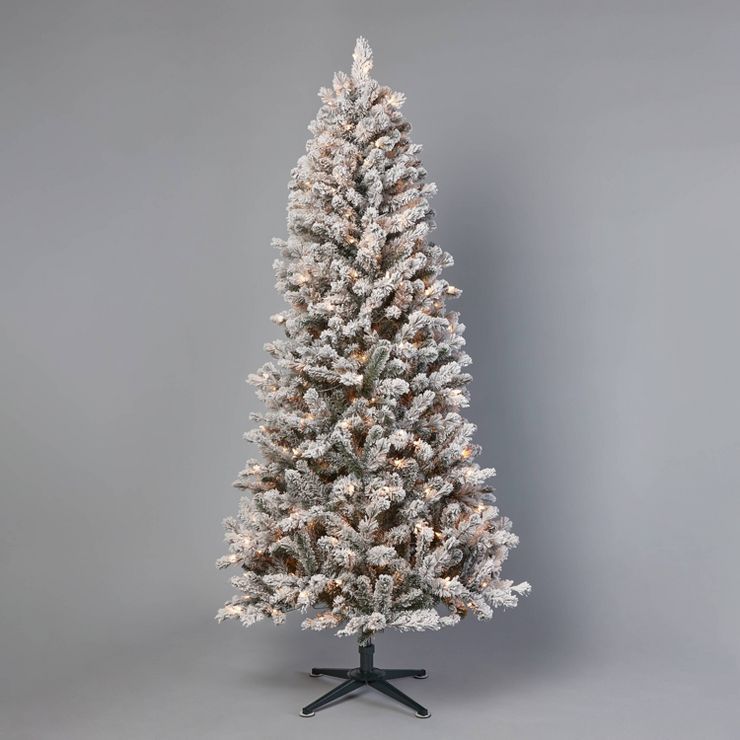 7' Pre-Lit Flocked Douglas Taos Fir Artificial Christmas Tree Clear Lights - Wondershop™ | Target