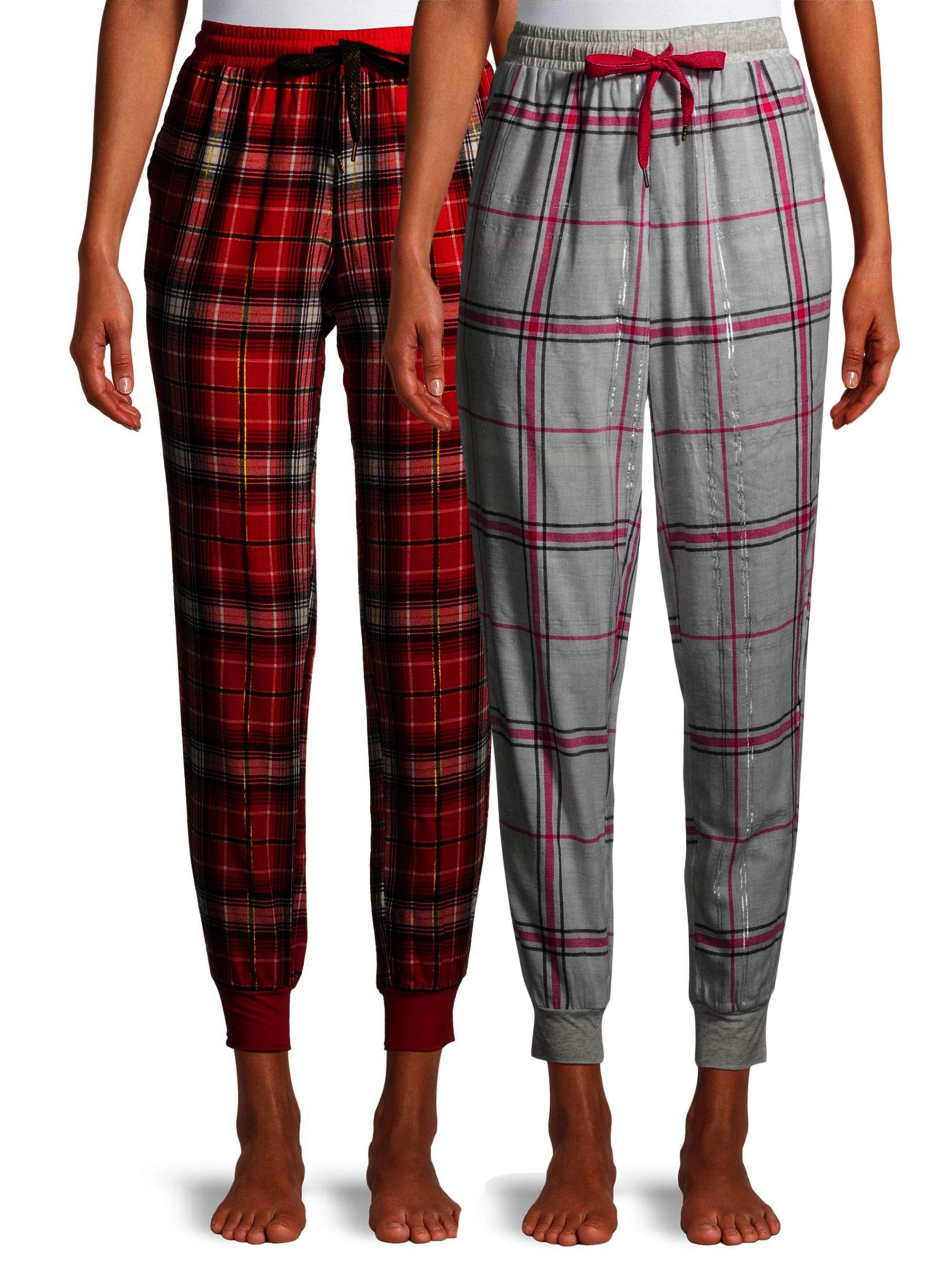 Secret Treasures Women's and Women's Plus Flannel Pajama Joggers, 2-Pack | Walmart (US)