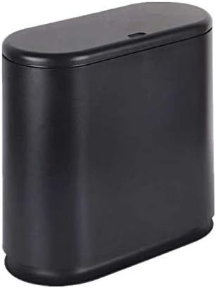 IEEK Plastic Trash Can with Press Top Lid,2.4 Gallon /10 Liter Garbage Can,Black Modern Waste Bas... | Amazon (US)