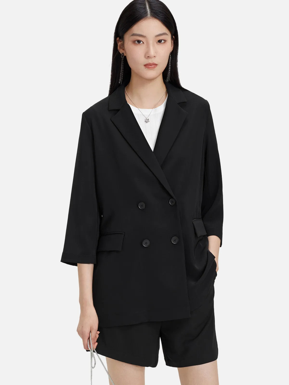Double-Breasted Draped Suit Jacket | SDEER