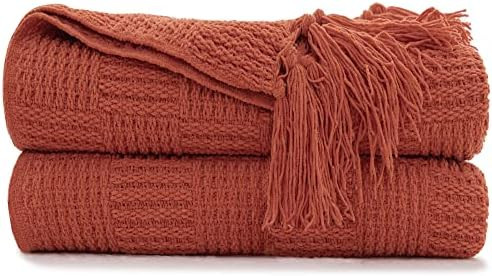 RECYCO Chenille Throw Blankets for Bed, Soft Silky Throw Blankets with Tassels Cozy Farmhouse Lightw | Amazon (US)
