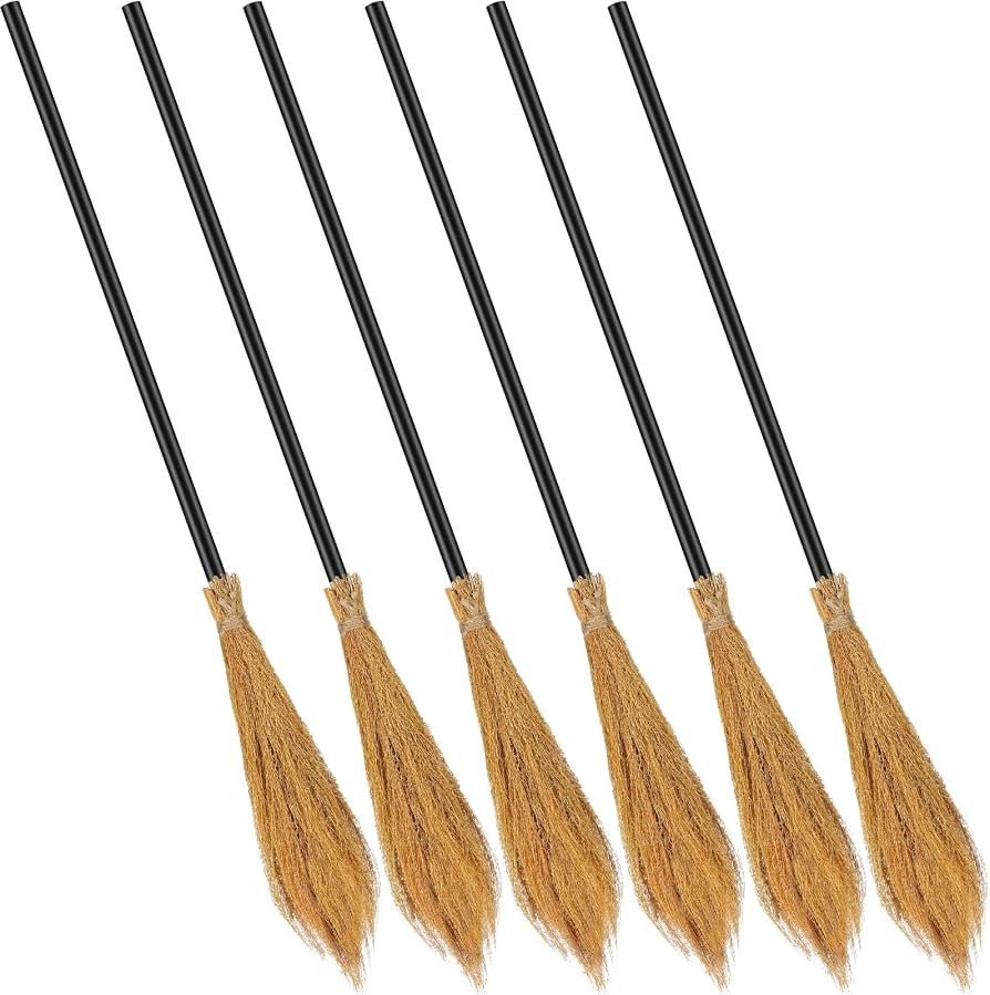 Sumind 6 Pieces Halloween Witch Broom 39.4 Inch Decorative Broomstick | Amazon (US)
