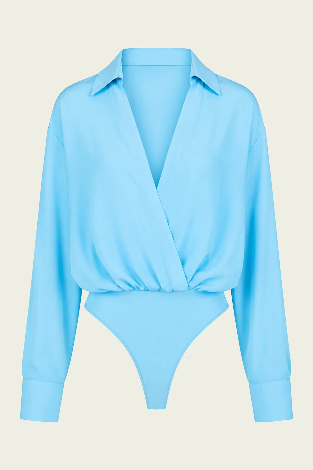 Valen Silk Bodysuit in Aqua - Blue S | Shop Olivia