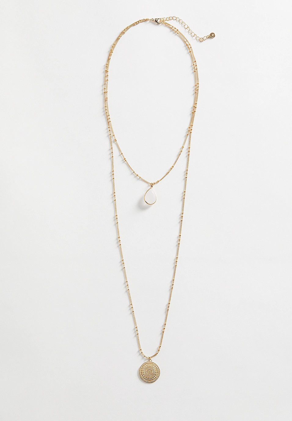 Gold Crystal Medallion Layered Necklace | Maurices