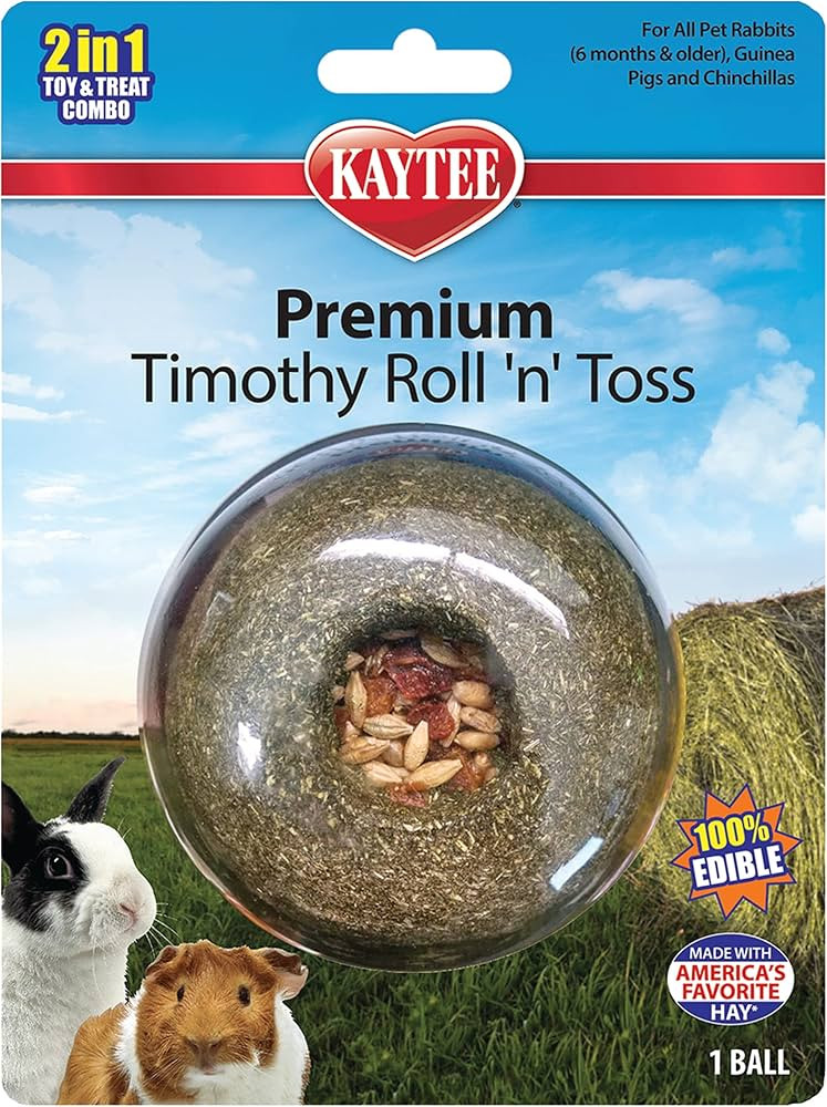 Kaytee Timothy Roll 'n' Toss Toy and Treat for Pet Rabbits, Guinea Pigs, and Chinchillas | Amazon (US)