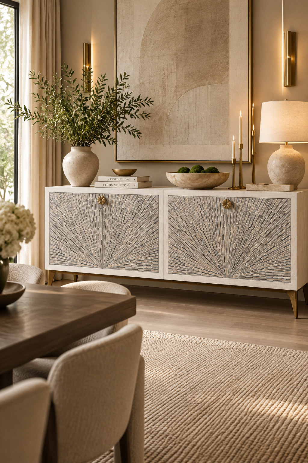 Okay this sunburst sideboard is a total statement piece ✨ The detailed doors make it look almost like art, while the neutral finish keeps it easy to style with modern, coastal, boho, or organic interiors. Such a pretty Wayfair Warehouse Sale find with deals up to 60% off. #WayfairFinds #SunburstSideboard #StatementFurniture #BuffetCabinet #DiningRoomInspo #NeutralHomeDecor #WayfairWarehouseSale 

 #LTKSeasonal #LTKHome #LTKSaleAlert