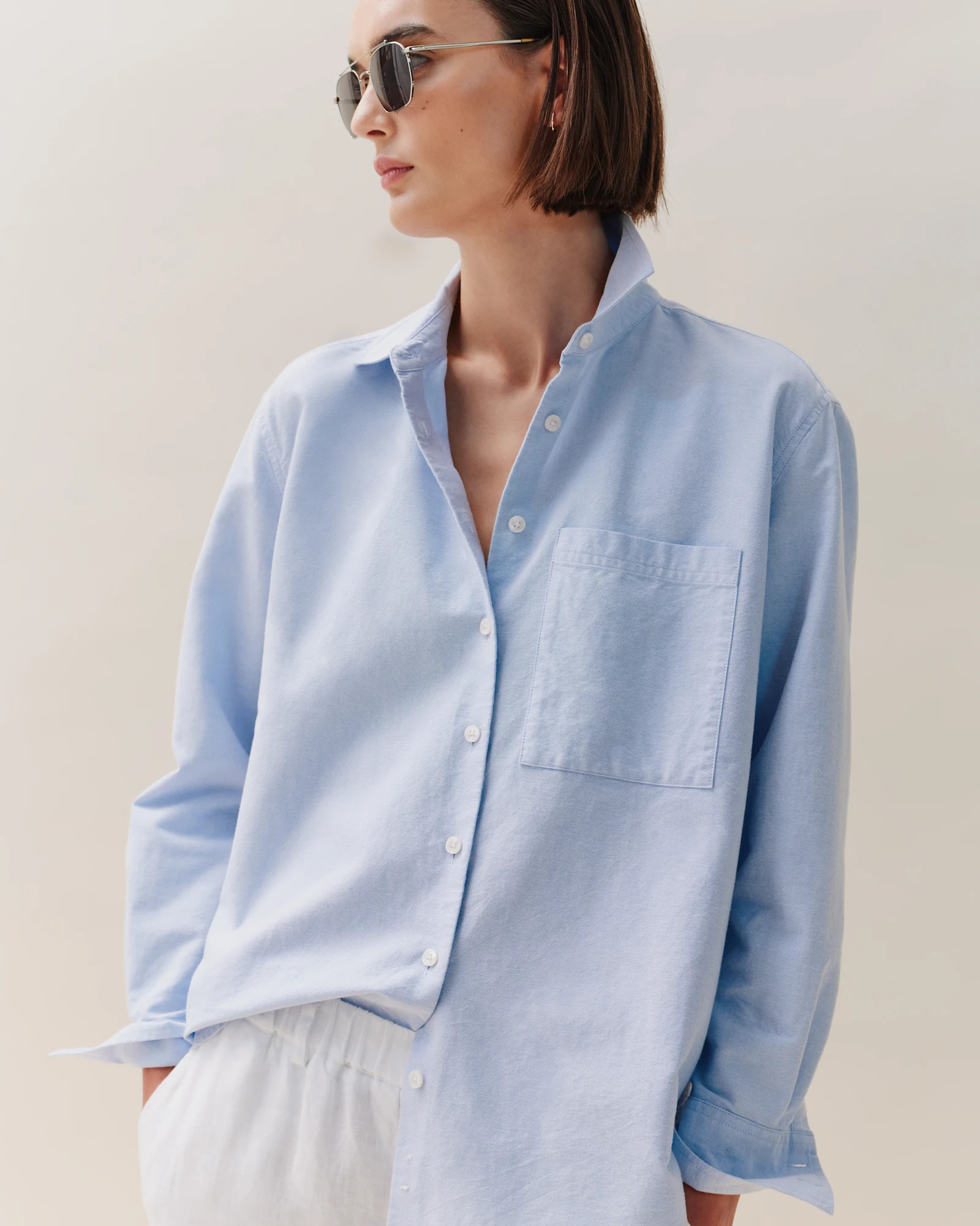 Organic Cotton Relaxed Oxford Shirt in Pale Blue | Quince